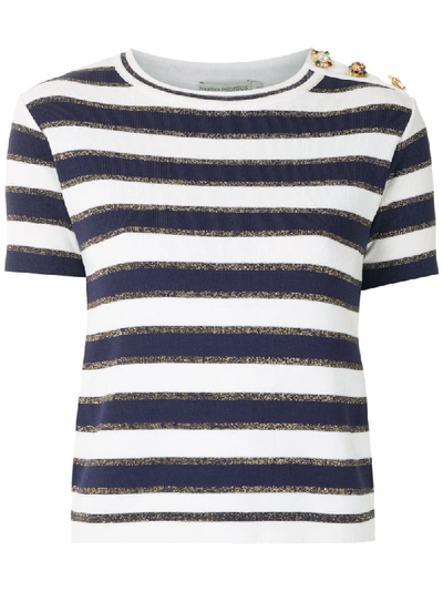 Shop Martha Medeiros Crystal Embellished Knit T-shirt In Blue