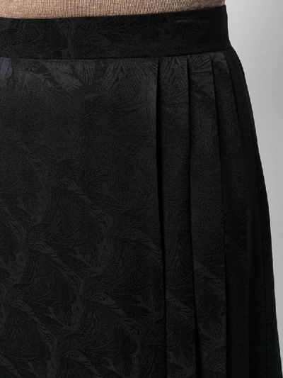 Shop Fendi Jacquard Leaf Print Skirt In Black