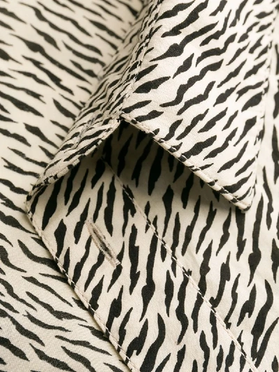 Saint Laurent Zebra Printed Short Sleeve Shirt In Neutrals