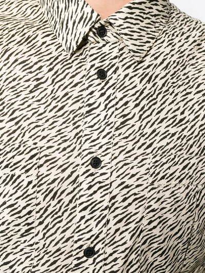 Saint Laurent Zebra Printed Short Sleeve Shirt In Neutrals