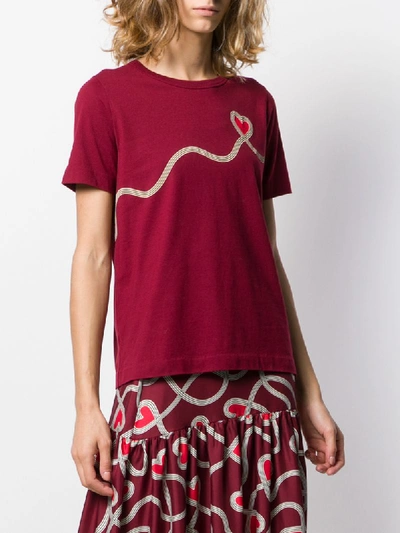 Shop Chinti & Parker Heart Print T-shirt In Red