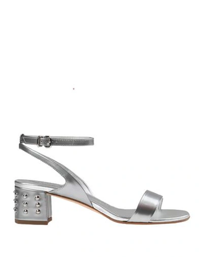 Shop Tod's Woman Sandals Silver Size 7.5 Soft Leather