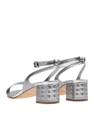 Shop Tod's Woman Sandals Silver Size 7.5 Soft Leather