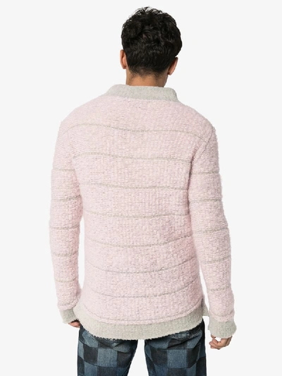 Shop Eckhaus Latta Striped Knit Jumper In Pink