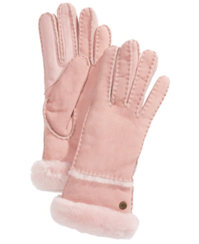 Shop Ugg Stitched Slim Tech Gloves In Pink Crystal