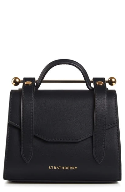 Shop Strathberry Micro Allegro Calfskin Leather Tote In Black