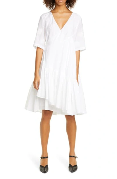 Shop Merlette Aronia Floral Cotton & Silk Wrap Dress In White