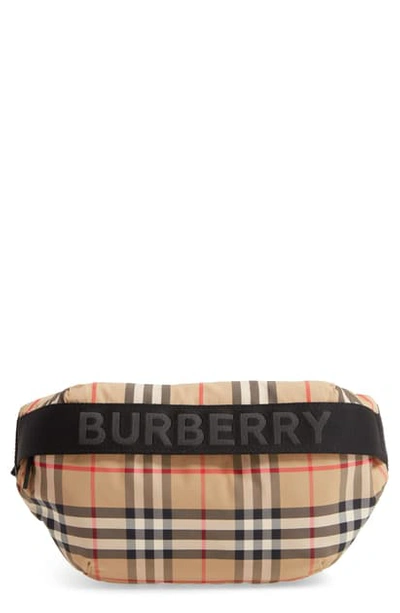 Shop Burberry Medium Sonny Icon Belt Bag In Archive Beige