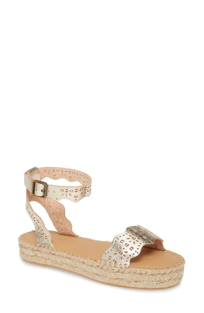 Shop Soludos Cadiz Wave Platform Ankle Strap Sandal In Platinum