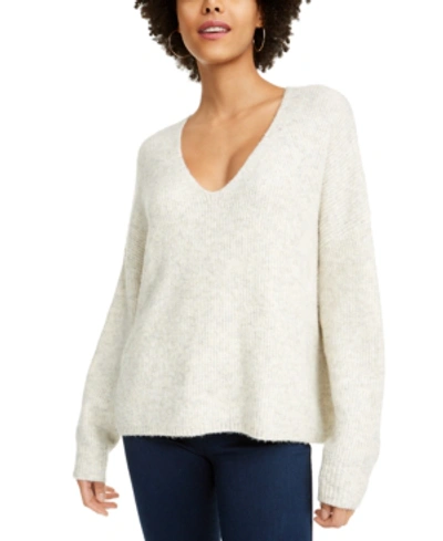Shop French Connection V-neck Ribbed Sweater In Oatmeal