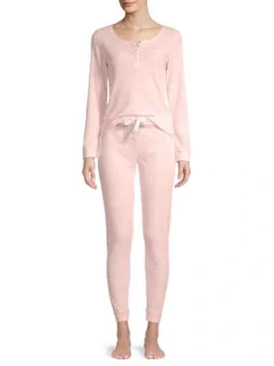 Shop Calvin Klein 2-piece Cotton-blend Pajama Set In Light Pink