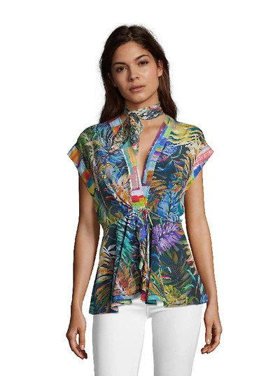 Shop Robert Graham Women's Kylie Tropical Print Silk Shirt In Multi