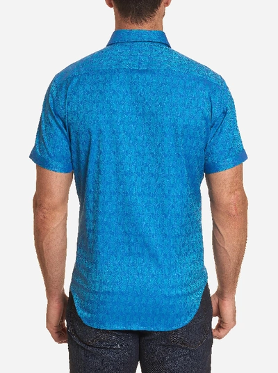 Shop Robert Graham Atlas Short Sleeve Shirt In Light Blue