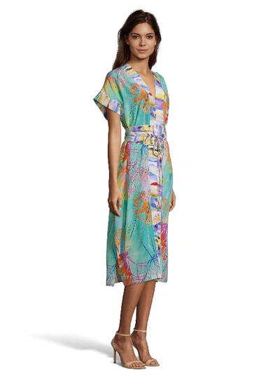 Shop Robert Graham Angelica Palm Print Silk Dress In Blue