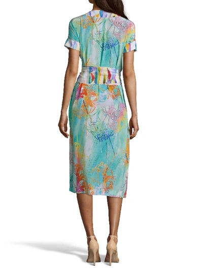 Shop Robert Graham Angelica Palm Print Silk Dress In Blue