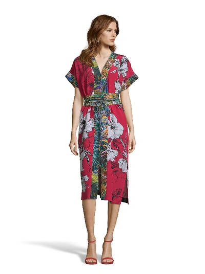Shop Robert Graham Angelica Large Floral Print Silk Dress In Red