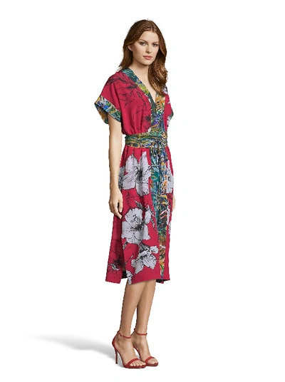 Shop Robert Graham Angelica Large Floral Print Silk Dress In Red