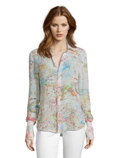 Shop Robert Graham Gabriela Beach Printed Silk Shirt In Multi