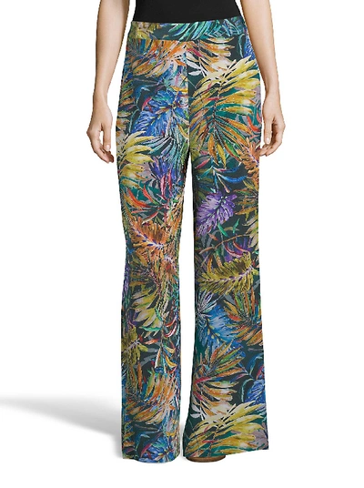 Shop Robert Graham Cora Green Tropical Silk Pants In Multi