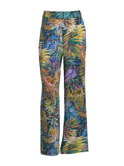 Shop Robert Graham Cora Green Tropical Silk Pants In Multi