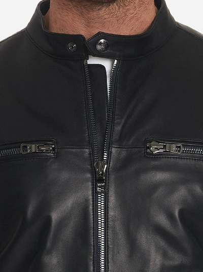 Shop Robert Graham Brando Leather Jacket In Black