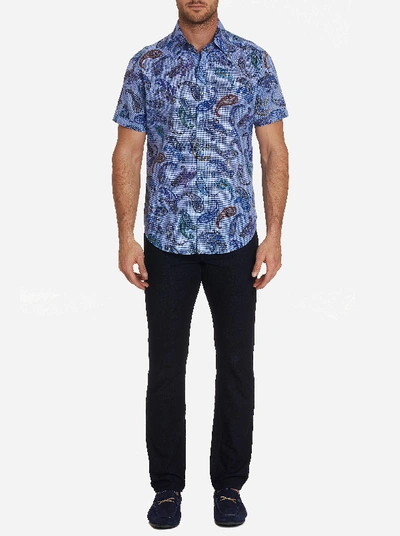 Shop Robert Graham Notre Dame Short Sleeve Shirt In Indigo