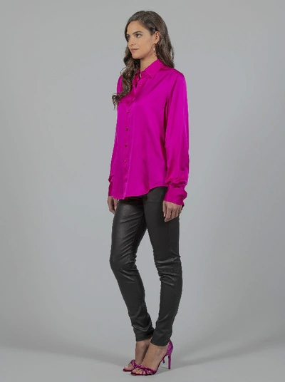 Shop Robert Graham Carrie Solid Silk Shirt In Fuschia