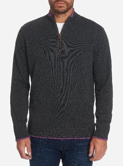 Shop Robert Graham Selleck 1/4 Zip Sweater In Dark Charcoal