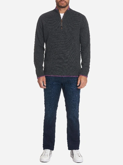 Shop Robert Graham Selleck 1/4 Zip Sweater In Dark Charcoal