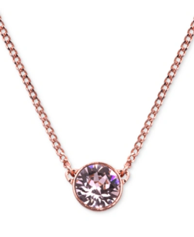 Shop Givenchy , Crystal Pendant Necklace, 16" + 2" Extender In Rose Gold