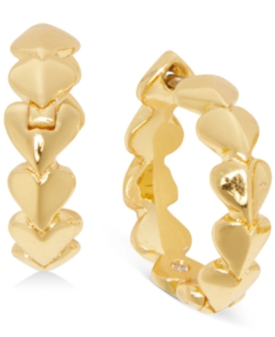 Shop Kate Spade Small Gold-tone Heart Extra-small Huggie Hoop Earrings, .19"