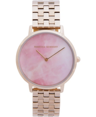 Shop Rebecca Minkoff Women's Major Carnation Gold-tone Stainless Steel Bracelet Watch 35mm