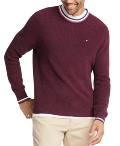 Shop Tommy Hilfiger Men's Geneva Regular-fit Tipped Ribbed-knit Sweater In Sky Captain/rhododendron