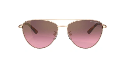 Shop Michael Kors Woman Sunglasses Mk1056 Barcelona In Magenta Gradient Brown Flash Silver