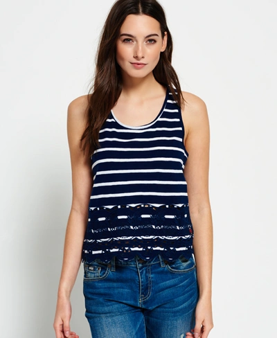 Shop Superdry Shore Broderie Shell Top In Navy