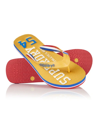 Shop Superdry Track & Field Flip Flops In Gold