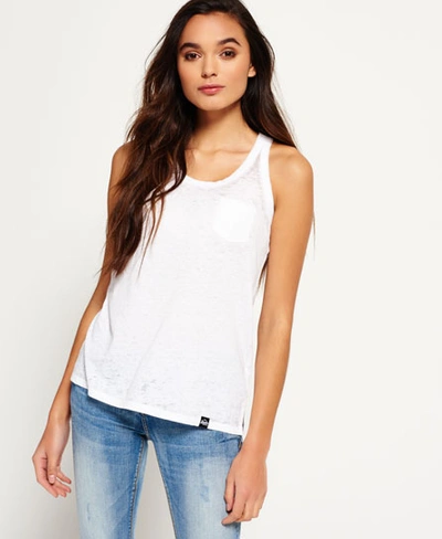 Shop Superdry Burnout Pocket Vest Top In White