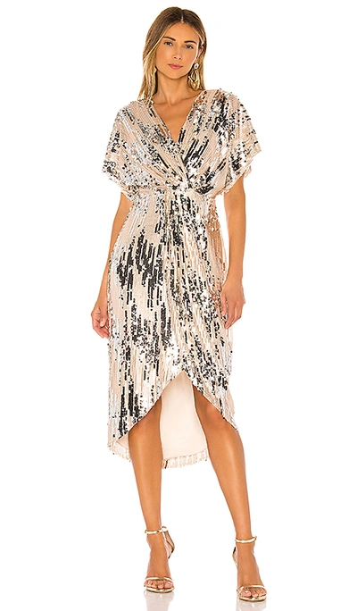 Shop Astr Paloma Dress In Champagne Sequin