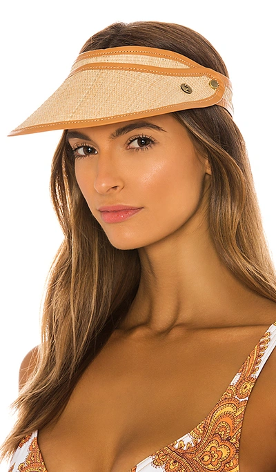 Shop Zimmermann Raffia Stripe Visor In Natural