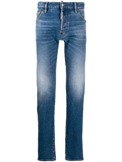 Shop Dsquared2 Stonewashed Straight-leg Jeans In Blue