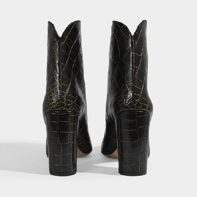 Shop Paris Texas Ankle Boots In Black And Gold Croc Embossed Leather