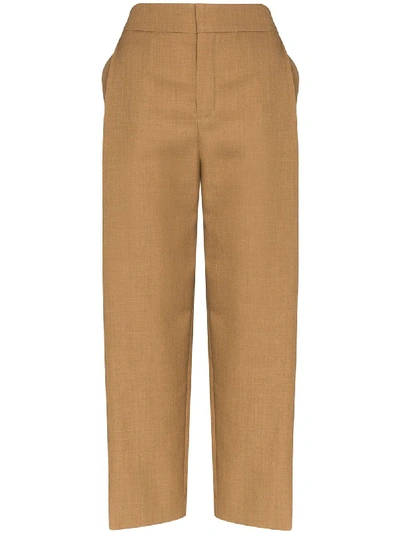 Shop Chloé Tailored High-rise Trousers In Brown