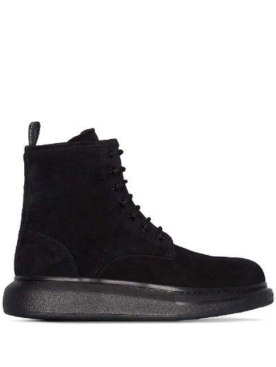 Shop Alexander Mcqueen Hybrid Lace-up Ankle Boots In Black