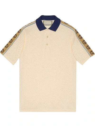 Shop Gucci Monogram Pattern Polo Shirt In White