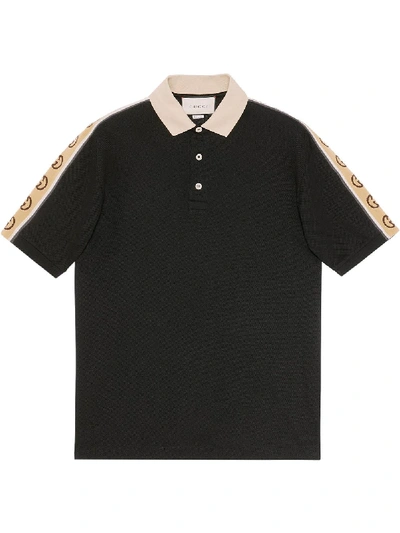 Shop Gucci Monogram Pattern Polo Shirt In Black