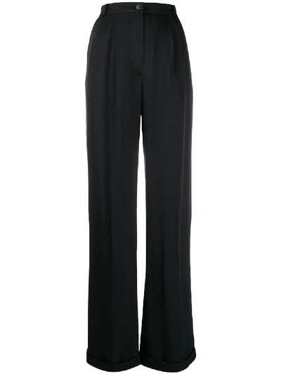 Pre-owned Chanel 2002 Wide-leg Trousers In Black