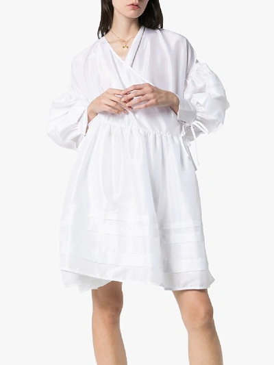 Cecilie Bahnsen Edition Amalie Oversized Recycled Faille Wrap Dress In  White | ModeSens