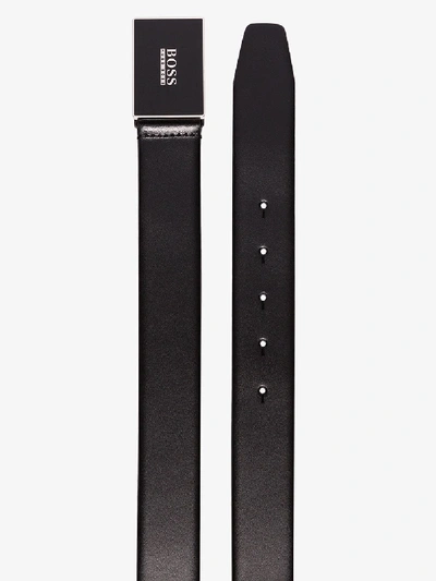 Shop Hugo Boss Boss Black Logo Plaque Leather Belt
