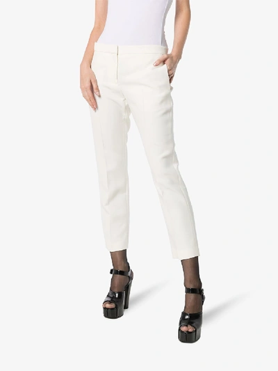 Shop Alexander Mcqueen Cropped Tailored Trousers In White