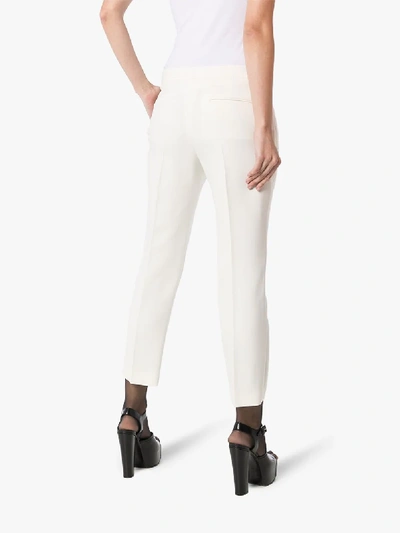 Shop Alexander Mcqueen Cropped Tailored Trousers In White